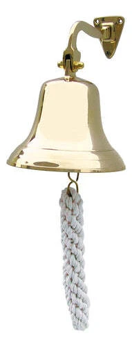 Schiffsglocke, leichte Ausführung, Messing, mit Halter & Bändsel, Ø: 12,5cm