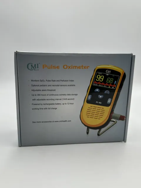 Oxímetro de pulso recargable CMI PC-66L alarma de monitoreo continuo ¡Nuevo!