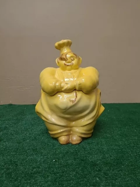 Vintage Red Wing Pottery Chef Pierre Yellow Cookie Jar 1940’s (BFEB-03-077)