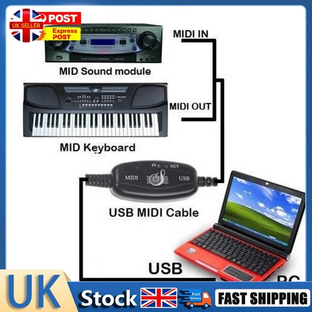 6FT PC USB to MIDI Keyboard Interface Converter Cable Cord Hot