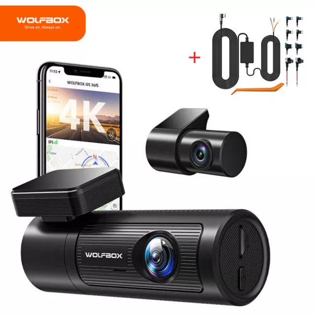 WOLFBOX Mini Dash Cam 4K+1080P Front and Rear Dashcam with GPS WiFi APP Control