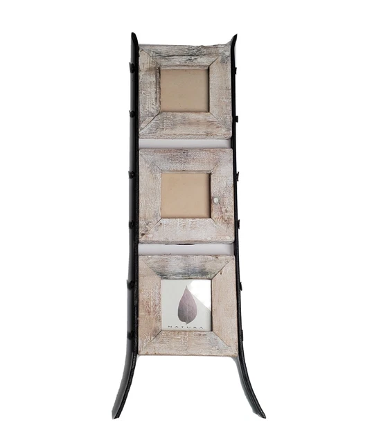 Natura Two's Company Rustic Barn Wood Farmhouse Cast Iron Easel Picture Frame