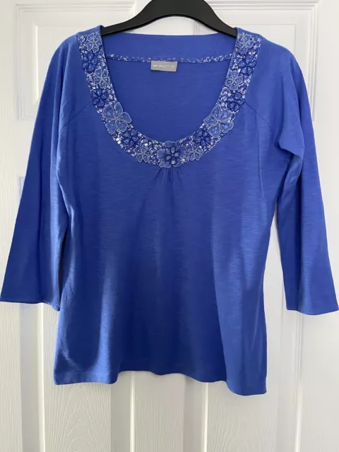 Pretty Marks & Spencer Per Una Blue T-Shirt Top Size 12