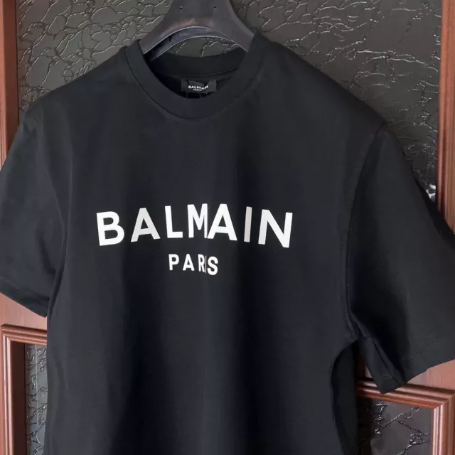 Balmain Black T-shirt With White Text Size S