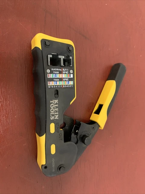Klein Tools VDV226-110 Ratcheting Data Cable Crimper/Stripper/Cutter, Compact