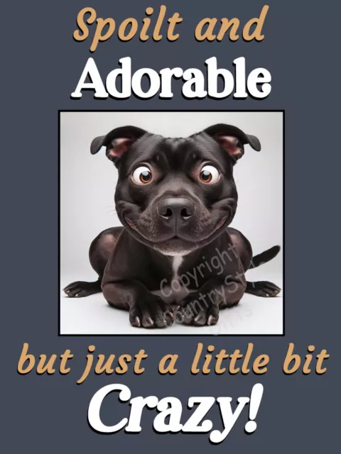 Staffy Staffordshire Bull Terrier Black Dog Funny Flexible Fridge Magnet Gift