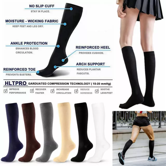 Compression Flight Socks Unisex Miracle Travel Anti Swelling Fatigue DVT Support