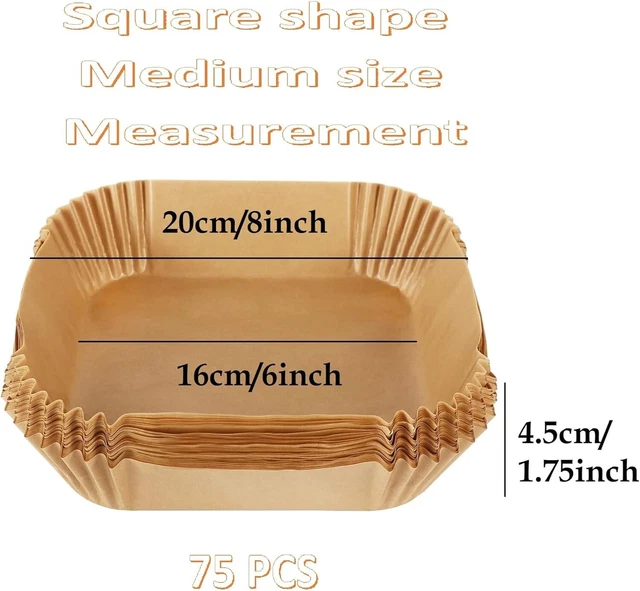 75Pcs Square Air Fryer Non-Stick Disposable Liner Parchment Paper Size 16CM/20CM 75Pcs Square Air Fryer Non-Stick Disposable Liner Parchment Paper Size 16CM/20CM