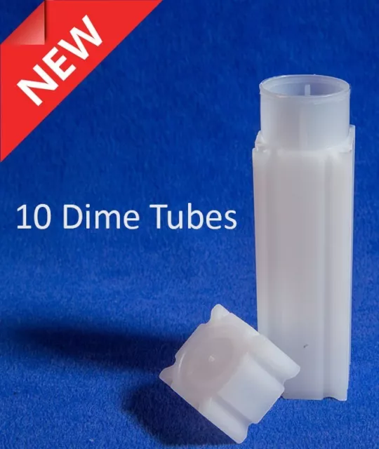 10 Square Coin Safe Tubes For US Dime 18.10mm New High Quality Storage Lot USA