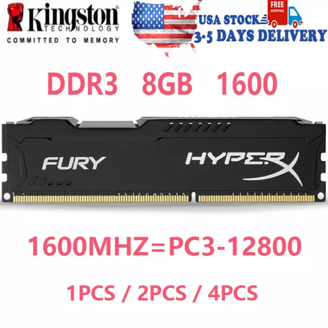 HyperX FURY DDR3 32GB 16GB 8GB 1600MHz PC3-12800 Desktop RAM Memory DIMM 240pin