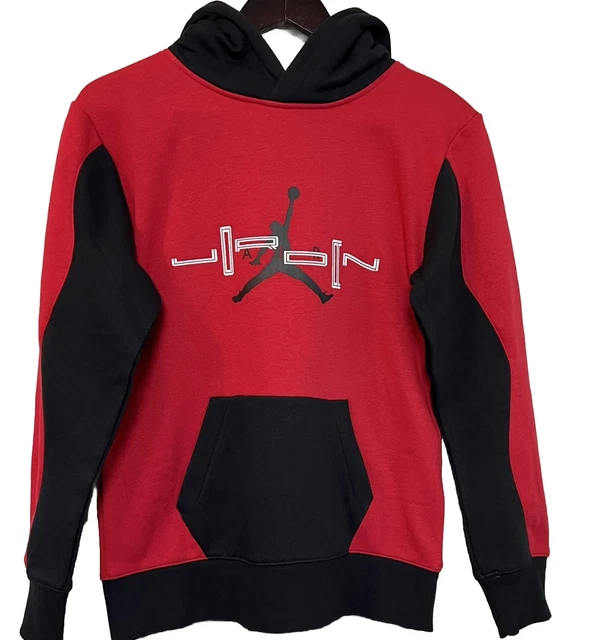 Nike Air Jordan NWT Youth Hoodie Red/Black Graphic Logo Pocket Size L (14-16)
