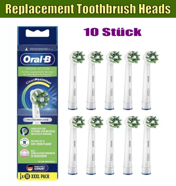 10 Stück Oral-B CrossAction CleanMaximiser Aufsteckbürsten Replacement -Weiß