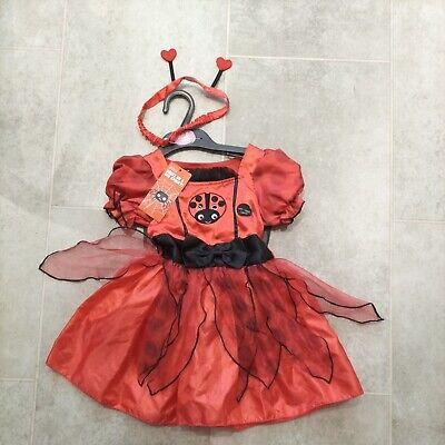 BNWT M&S Girls Age 1 - 2 Years Red  Ladybird Dress Dressing Up Halloween