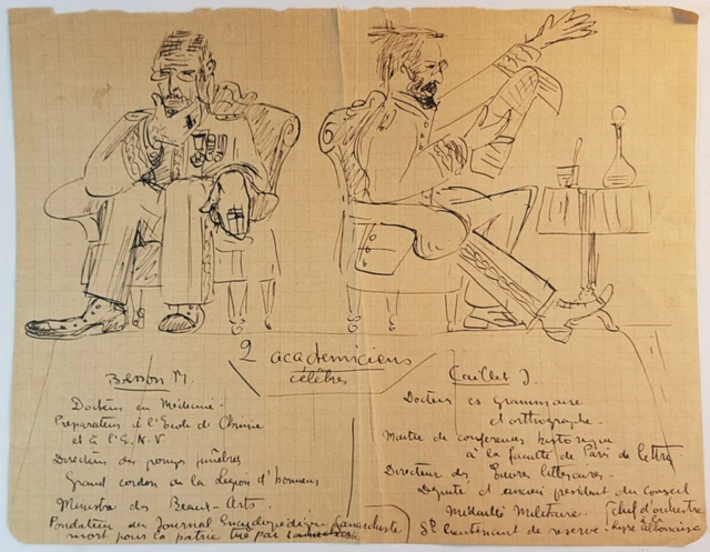 Dessin à L'encre époque Belle Époque (1911) - École Française - Homme Et Femme