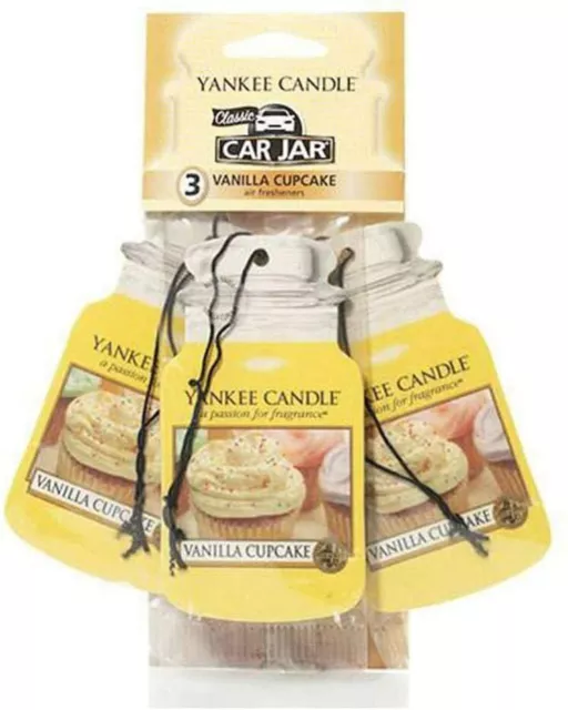 Yankee Candle Car Jar Scented Hanging Air Freshener Vanilla Cupcake Pack of 3