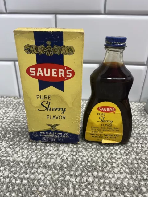 Vintage Sauers Sherry Flavoring W Box 3 Oz For Display Only Kitchen Collectible