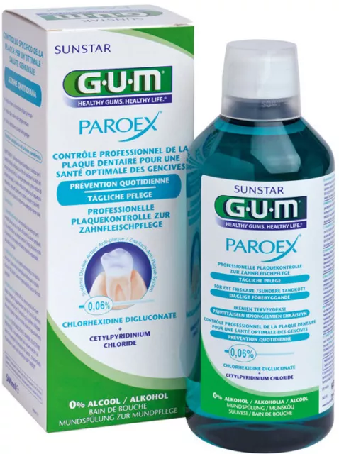 GUM PAROEX Mundspülung 0,06% CHX 500ml 2