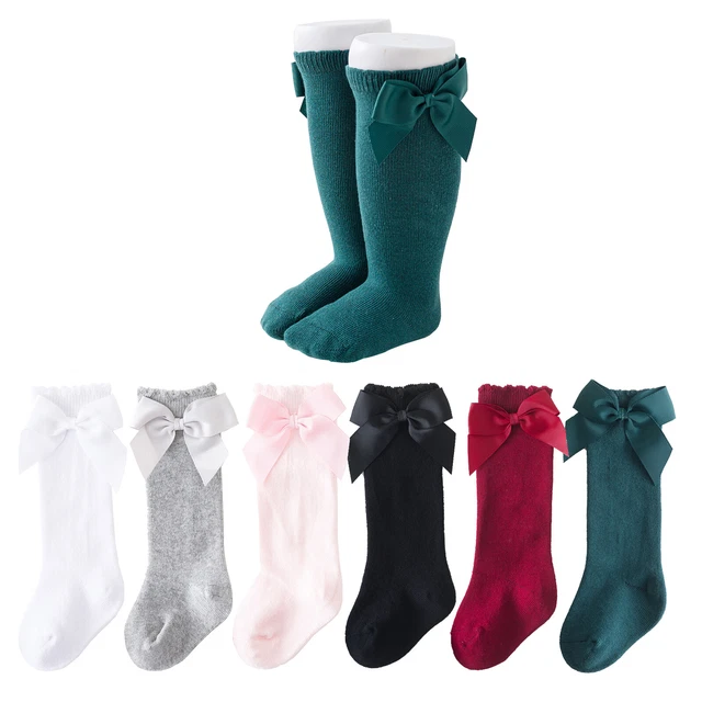 Calze alte al ginocchio bambine neonato fiocco arricciato calze principessa bambino