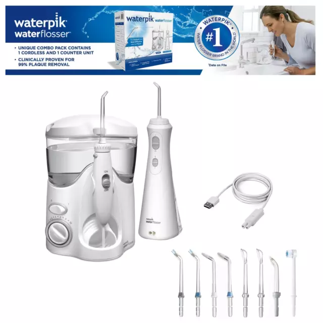 Waterpik® Ultra Water flosser + Cordless Plus Waterflosser  Combo Pack + 10 Tips