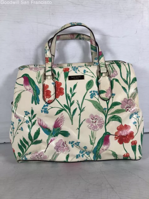 Kate Spade New York Womens Multicolor Leather Floral Pockets Medium Satchel Bag
