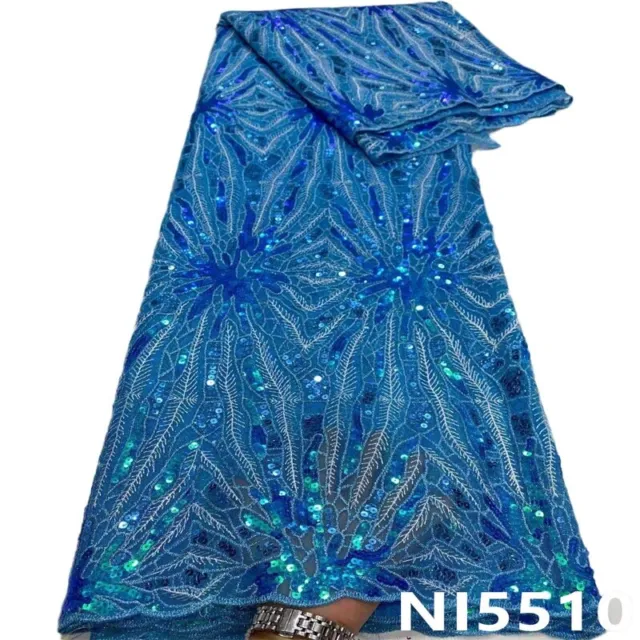 5yd DIY Sequin Lace Mesh Fabric Africa Lace Tulle Embroidery Net Material Sewing