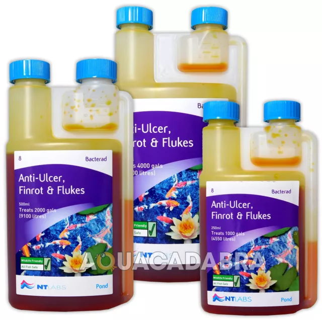 NT Labs Bacterad Anti Ulcer Finrot & Fluke Treatment Garden Pond Water Fish Koi
