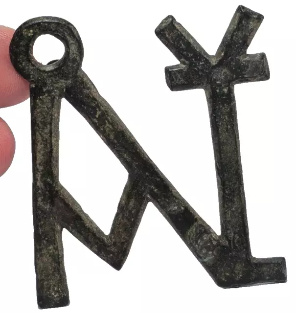 Rare Intact Large Size Ancient Bronze Byzantine Monogram Anastasius-27 Gr-65 Mm