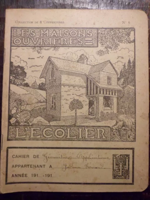 Ancien cahier école - Géométrie - Braine-le-Comte - 191? - Godeau Fernand