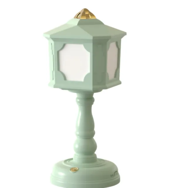 (Green)Night Lamp Night Light Adjustable Brightness Dimmable Vintage For