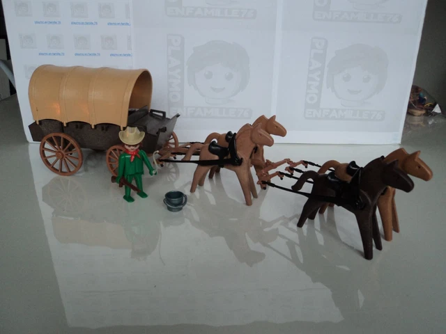 PLAYMOBIL vintage western cowboy chariot bâché colon enfants set 3278-A de 1983