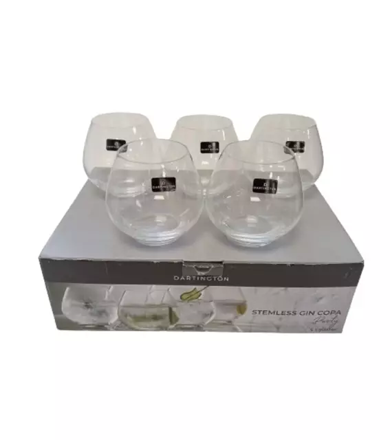 Dartington x5 Stemless Gin Tonic Cocktails Copa Glasses Clear 440ml - Boxed