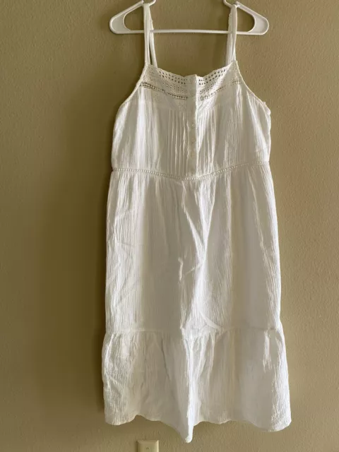 Universal Thread  Sz XL White Embroidered Adjustable Spaghetti Strap 100% Cotton