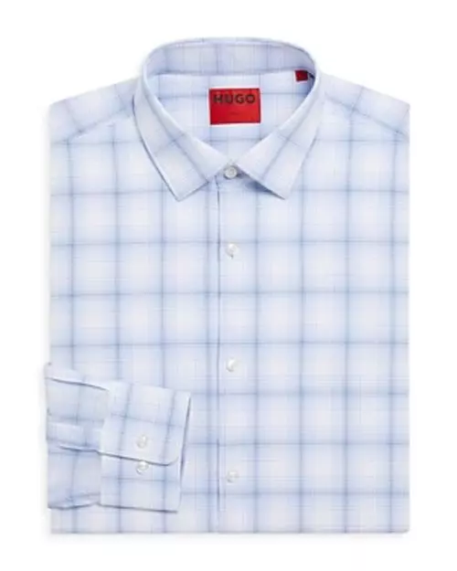 Hugo Mabel Grid Sharp Fit Dress Shirt Blue/White Size 16R 0164