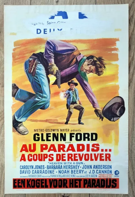 belgian poster western HEAVEN WITH A GUN, GLENN FORD, CAROLYN JONES, REVOLVER
