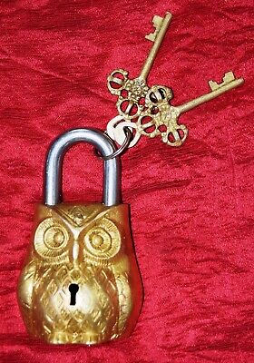 Heavy Door Padlock Golden Brass Owl Shape Bird Design Home Door Lock Item MJ23