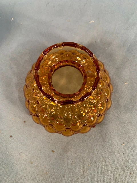 Miniature Amber Glass Diamond Quilt pattern Miniature Oil Lamp Shade 4" base 3