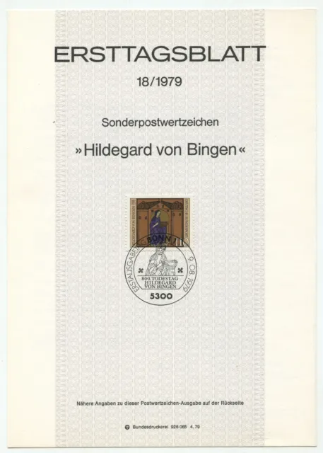 11232 - Mi.Nr. 1018 - ETB - Ersttagsblatt - 9.8.1979 - Hildegard von Bingen