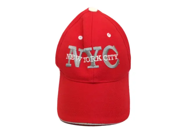 New York City Ball Cap Red White Gray Embroidered Spell Out One Size Fits Most