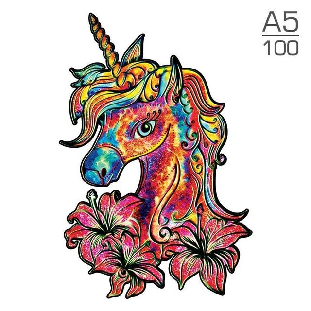 Unicorn Wooden Puzzle Jigsaw Toys Adults Kids Birthday Gifts Interactive Games 5