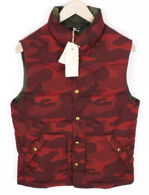 SCOTCH & SODA Men Vest M High Neck Red Reversible Camo Patterned Quilted Classic