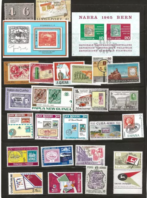 WORLDWIDE Stamps on Stamps SOS topical collection, most mint MNH, 2 album pages