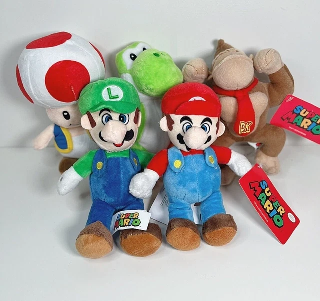 Simba - Super Mario Plush Keyring, Various Models: Mario, Luigi, Toad, Yoshi or Peach, 12.5 cm, You Will Receive a Random Shape Model (109231008