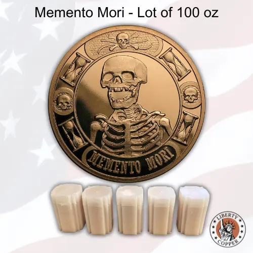 100 Ounce Lot Of Memento Mori - 1 Oz Copper Rounds - Bullion - Liberty Copper