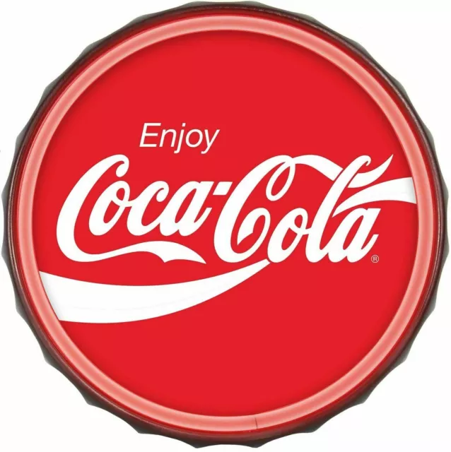 Coca-Cola LED Neon Light Rope Bar Sign, 12" Round Bottle Cap Shape, Wall Coke