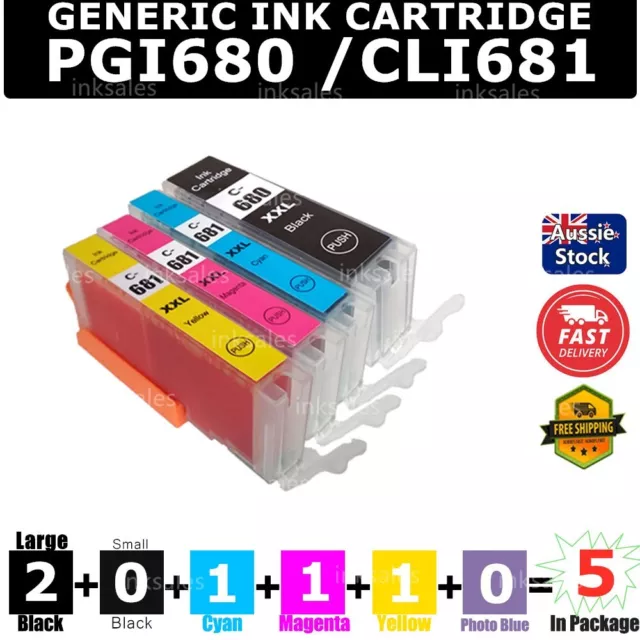 5x 680XXL 681XXL Ink For Canon PIXMA TR7560 TS706 TS6160 TS6360 TS8160 TS8360