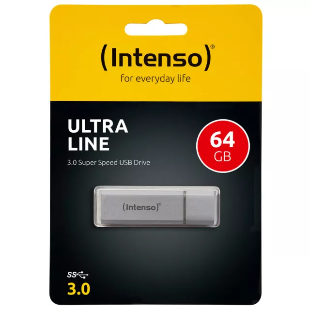 kQ Intenso Ultra Line USB Stick 64GB Highspeed USB 3.2 Alu silber 64 GB