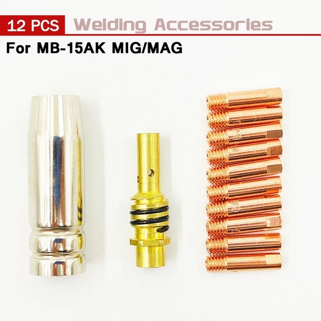 12 Pcs/Kit MB-15AK MIG MAG M6 Welding Weld Torch Contact Tip Holder Gas Nozzles