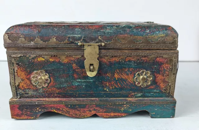 Antique Chinese Painted/Lacquered Hardwood Box 3