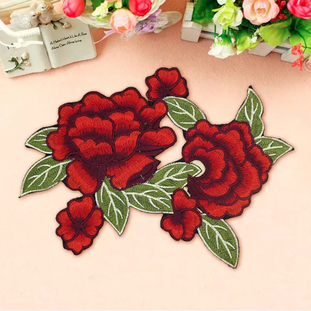 DIY Rose Flower Patch Iron Sew On Embroidered Badge Clothes Embroidery  Applique