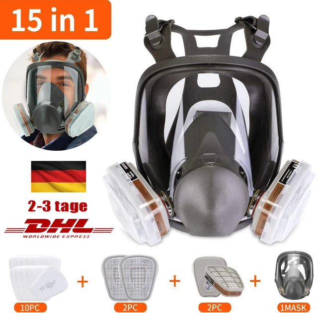 15 IN 1 Staubmaske Atemschutzmaske Vollmaske Gasmaske Gasmaske Lackiermaske 6800